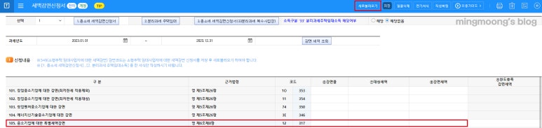 중소기업특별세액감면 작성 방법