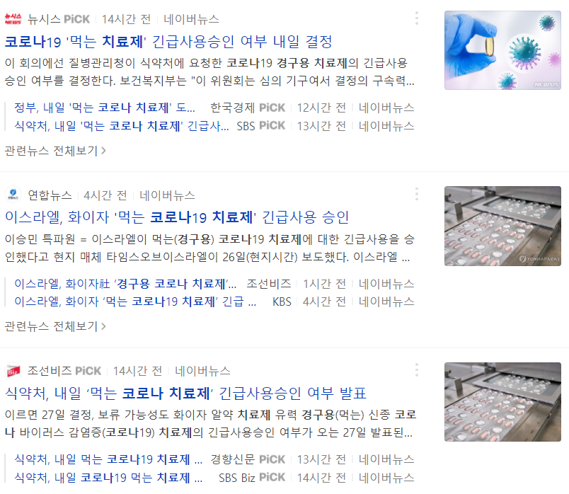  코로나19  먹는 치료제 / 코로나19 경구용치료제 관련주