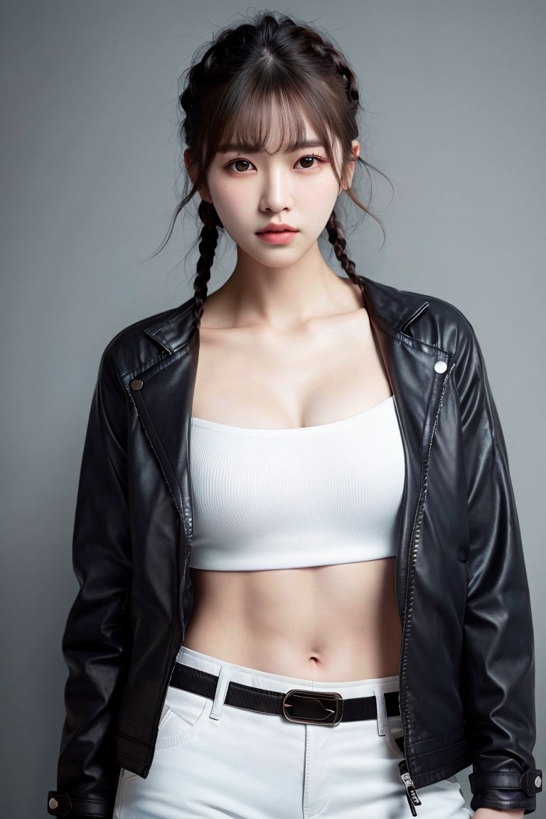  AI로 자켓안에 화이트 탱크탑입은 피팅모델 여자 그리기