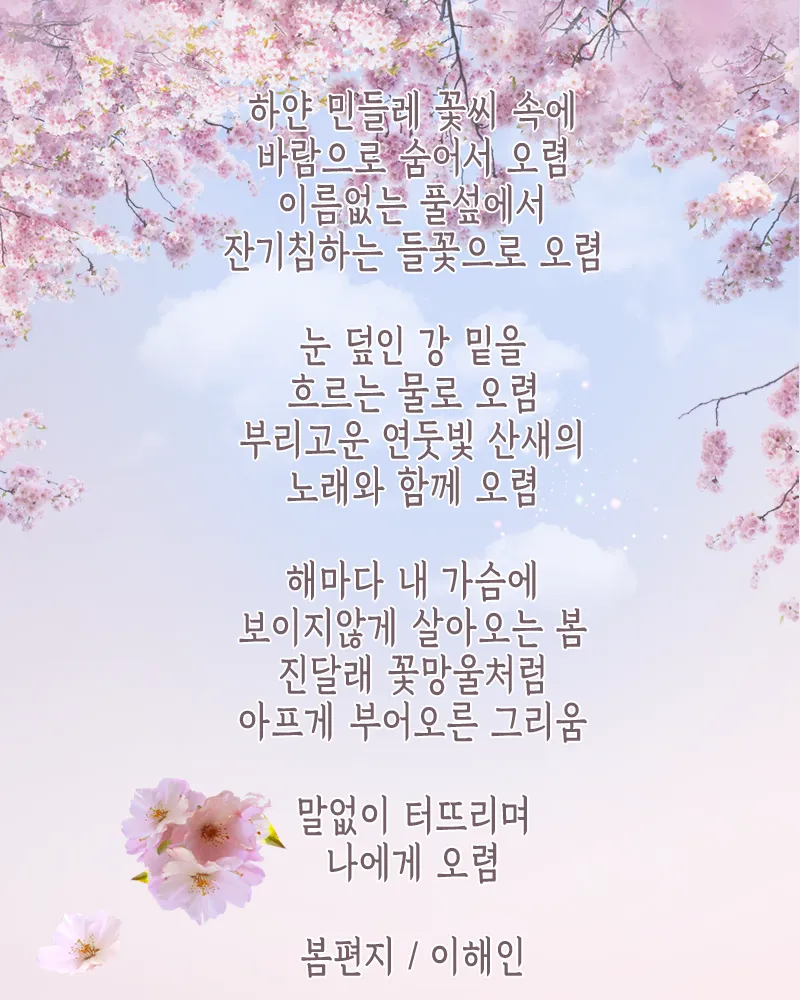 봄 시 모음 이해인 나태주 명시 모음_7