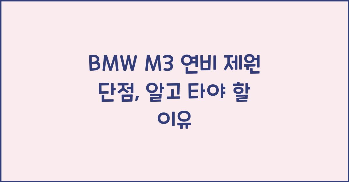 BMW M3 연비 제원 단점