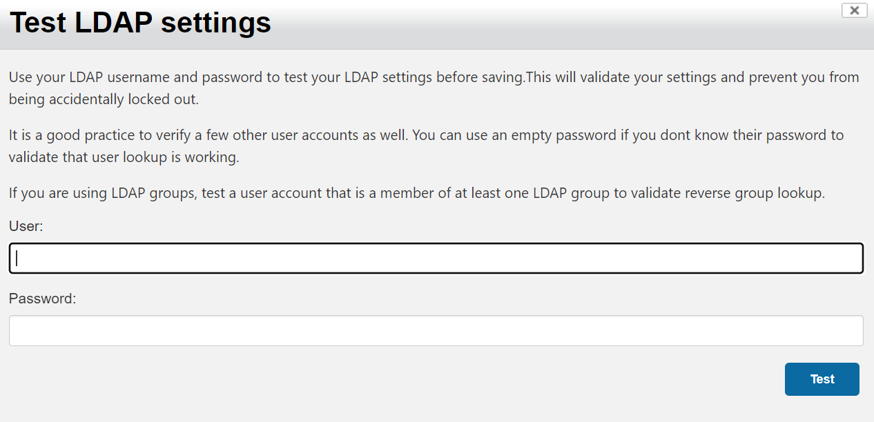 Test LDAP settings