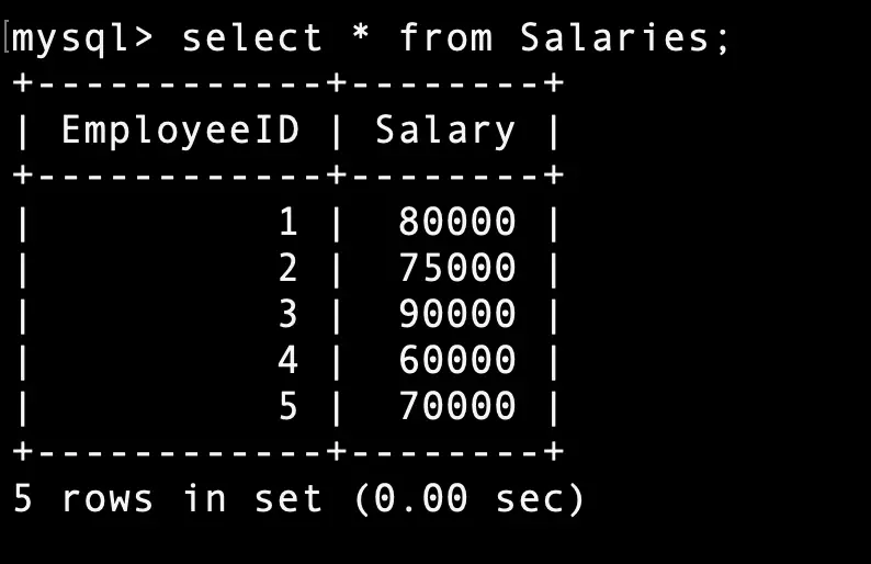 salaries 테이블