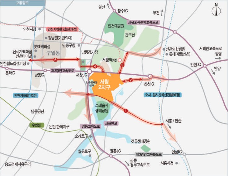 서창2지구 교통망도