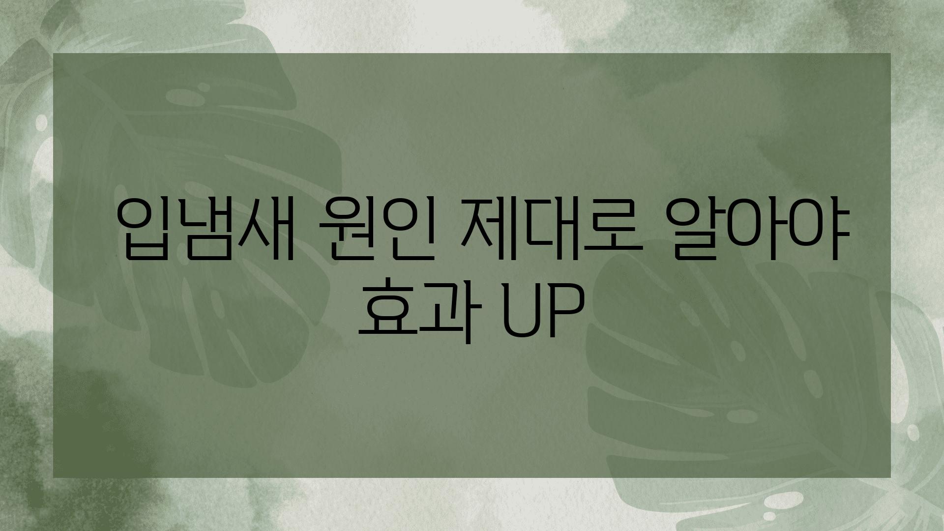  입냄새 원인 제대로 알아야 효과 UP