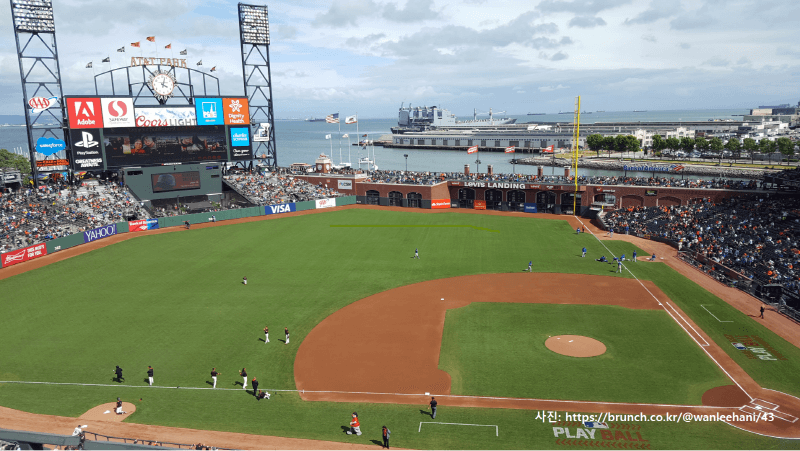 샌프란시스코 자이언츠 구장, 홈런이 적은 이유는 벽돌펜스와 역풍 탓(사진출처: https://brunch.co.kr/@wanleehani/43)