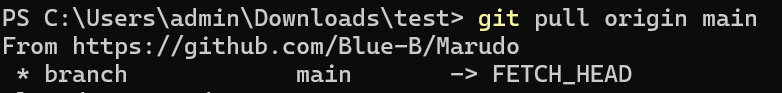 git pull origin 으로 깃허브 파일을 가져오는 이미지