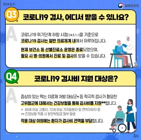 코로나19 검사 및 지원대상