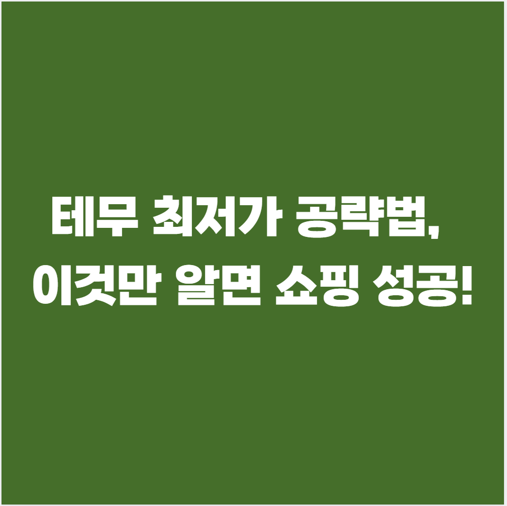 테무 최저가 공략법, 이것만 알면 쇼핑 성공!