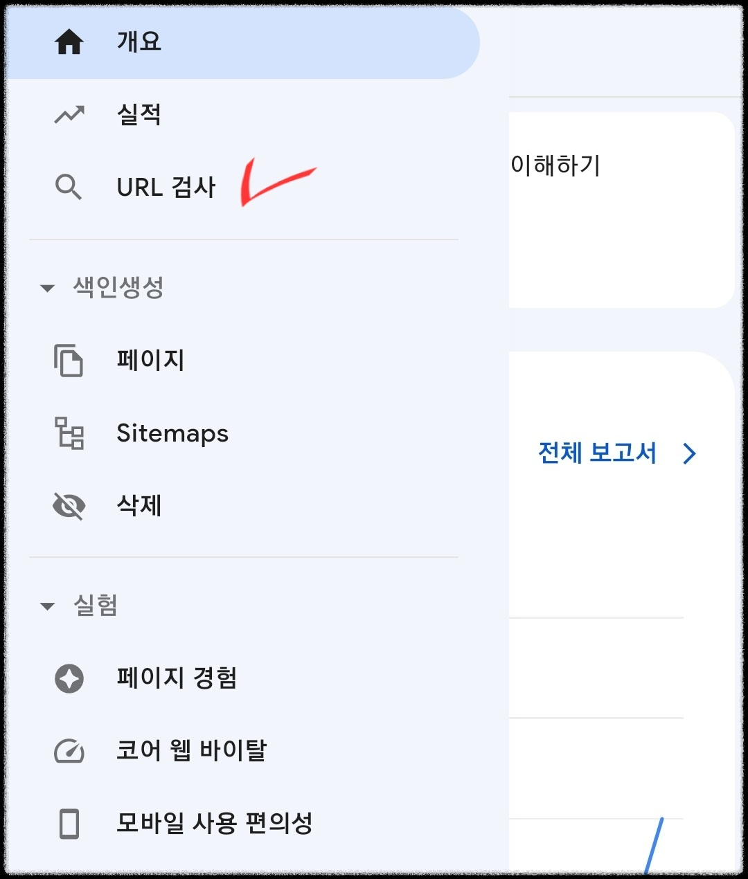 Google Search Console URL 검사