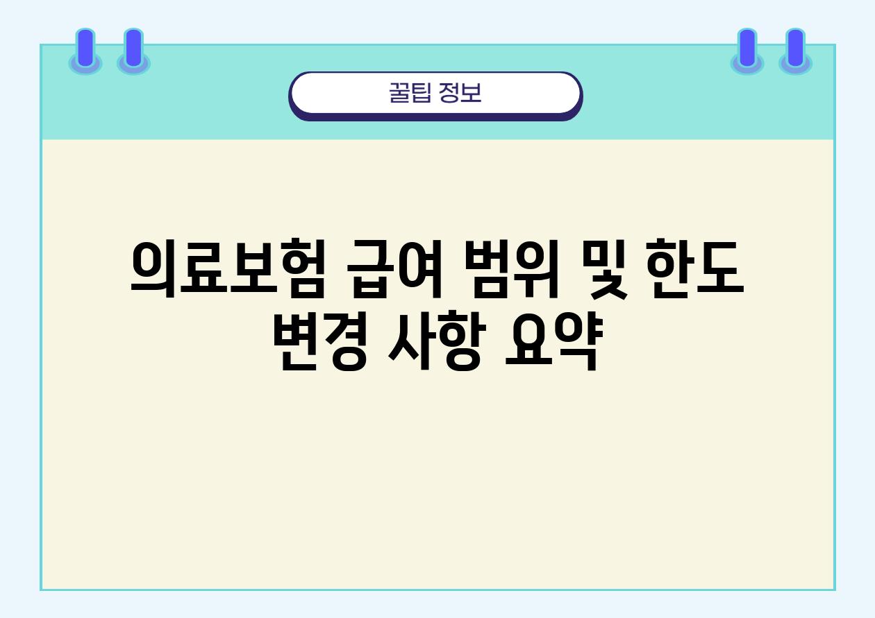 의료보험 급여 범위 및 한도 변경 사항 요약