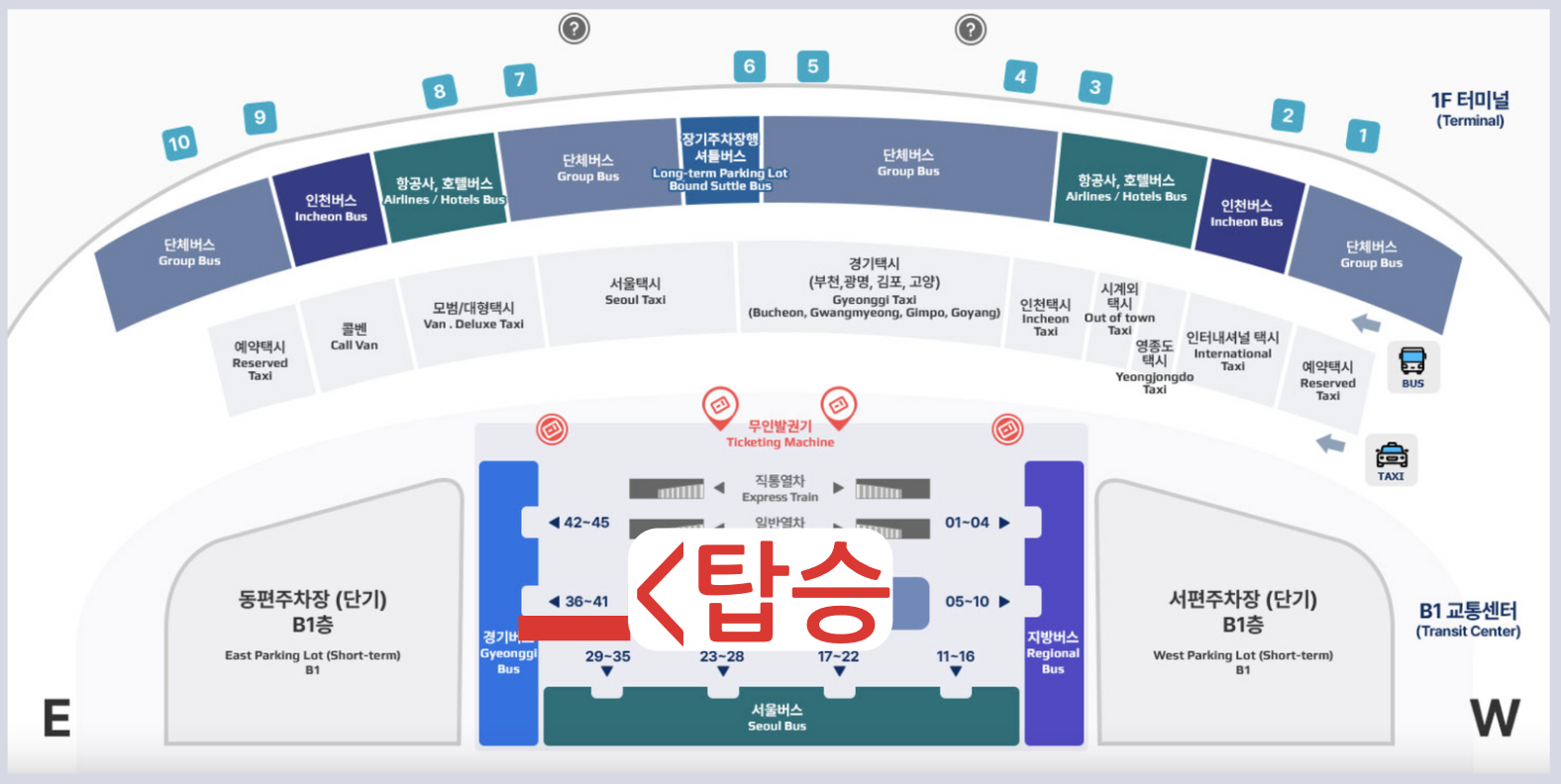 인천공항 공항버스 리무진 버스 승차장 탑승장 위치