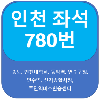  인천780번버스 노선, 시간표  인천대,송도,동막역,주안
