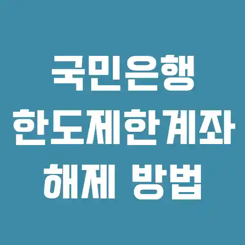 국민은행 한도제한계좌 풀기