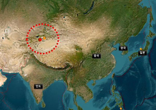 2024년-1월23일-중앙아시아-중국-키르기스탄-국경지역-규모-7급-대지진-발생-진원-지도-확인