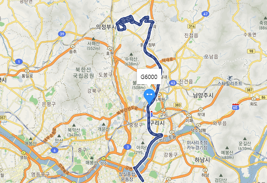  [의정부,직행] G6000번 버스 노선, 시간표 : 의정부, 백병원, BRT, 잠실광역환승센터