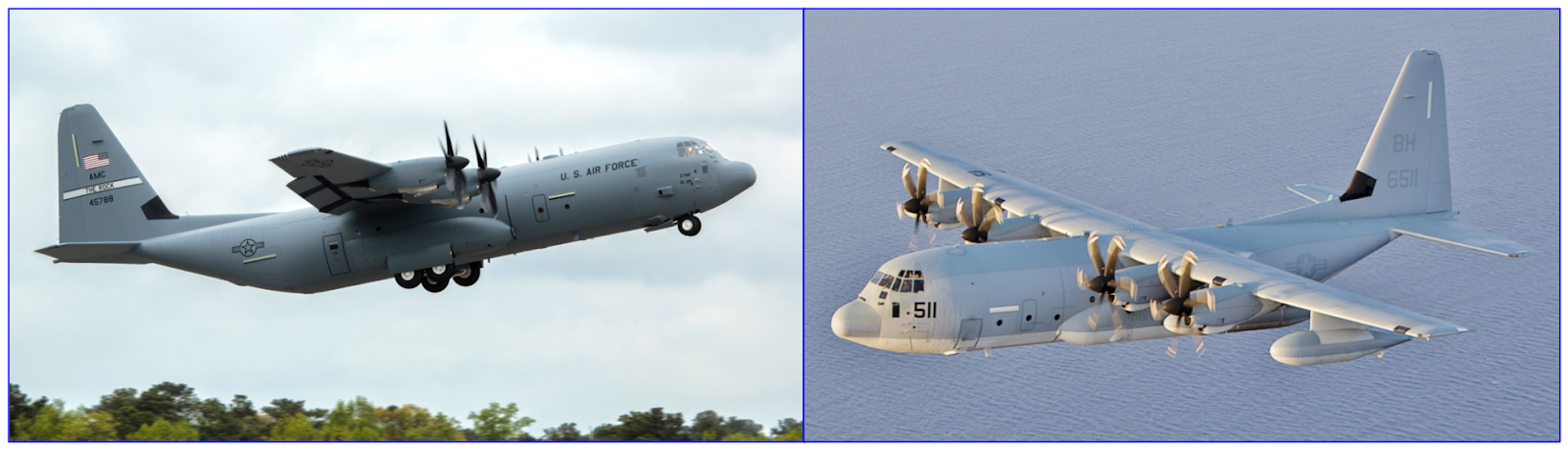 C-130J(좌측)과 KC-130J(우측)