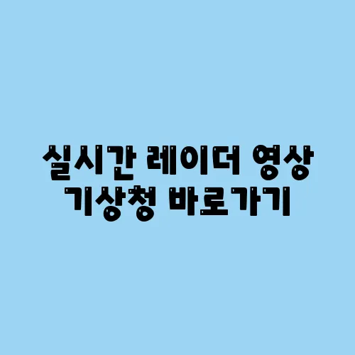 실시간 레이더 영상 기상청 바로가기