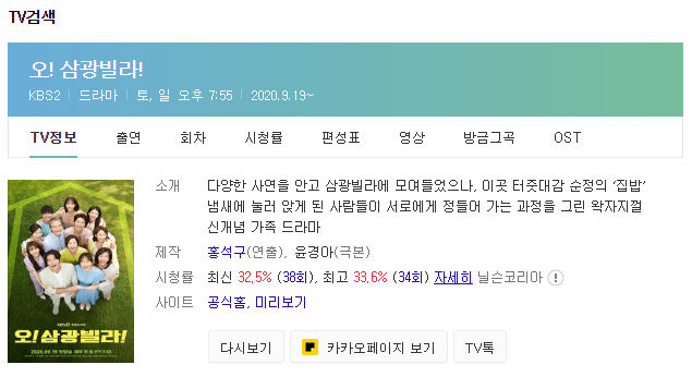  오! 삼광빌라 줄거리, 출연배우 총정리!