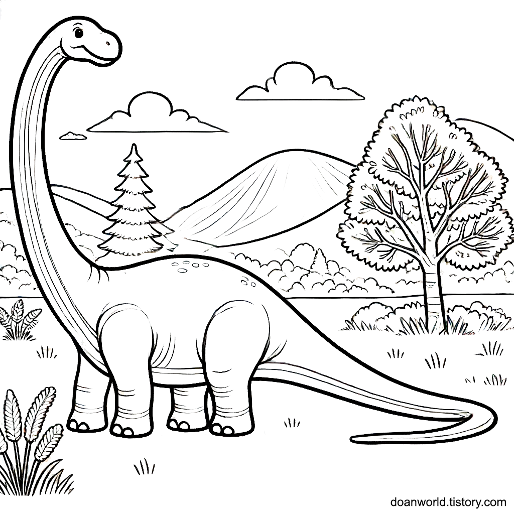 디플로도쿠스 공룡 색칠공부 도안