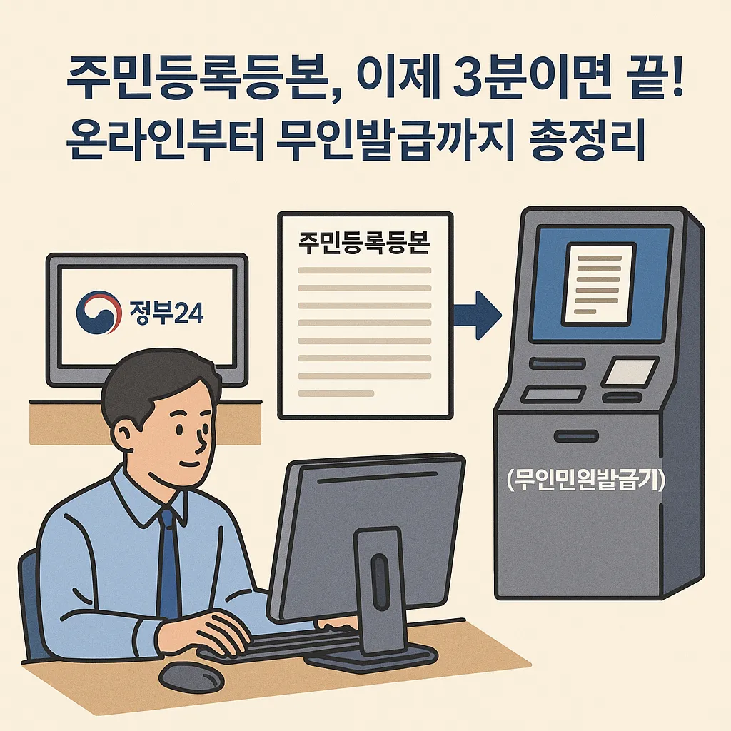 주민등록등본, 이제 3분이면 끝! 온라인부터 무인발급까지 총정리