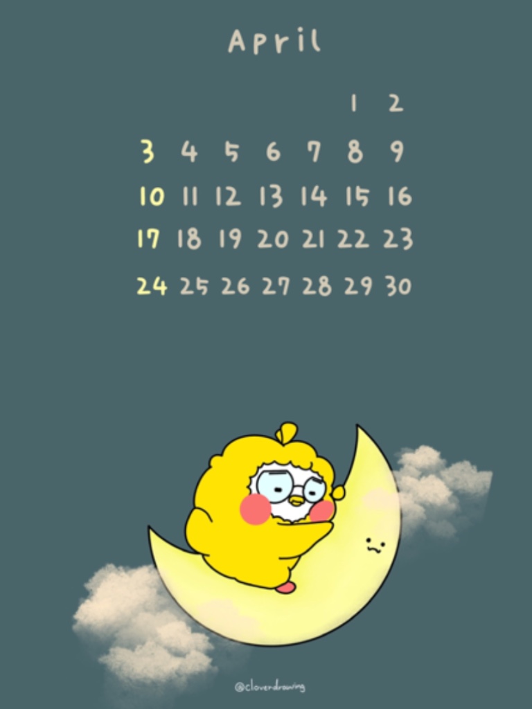  2022년 4월 달력 캐릭터 배경화면 속지 이미지 공유