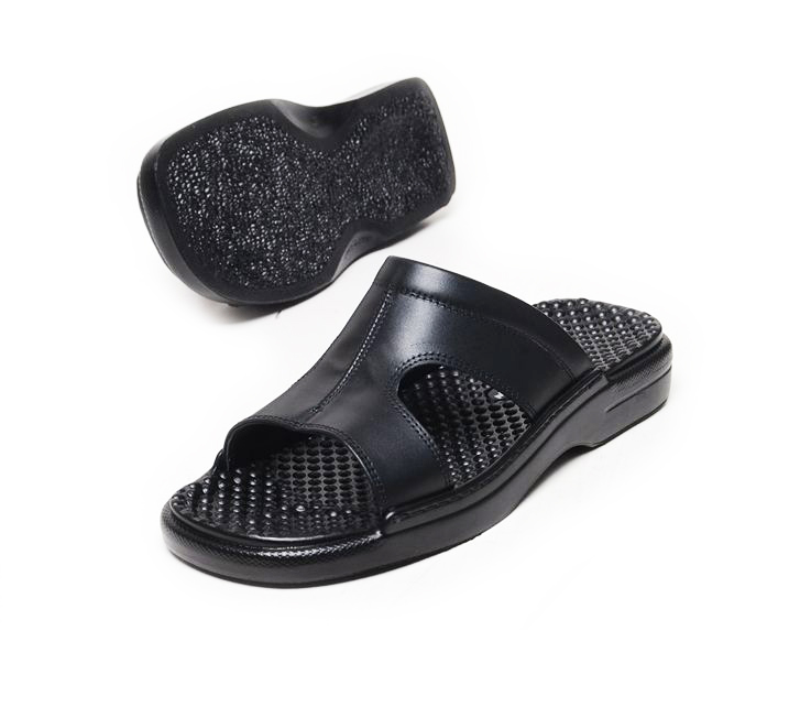  소가죽 지압 3.5cm 투앤원 우레탄굽 남성 슬리퍼