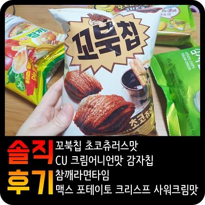 내돈내산 솔직 후기 꼬북칩 초코 츄러스 맛 cu 편의점 과자 헤이루 크림 어니언 감자칩 맥스 포테이토 크리스프 사워크림 참깨라면 타임 상품권 포인트 gs25 추천 가격 알바 아르바이트 품절 대란 코깔콘 바베큐 자색고구마 스위트콘 쿠키 가성비