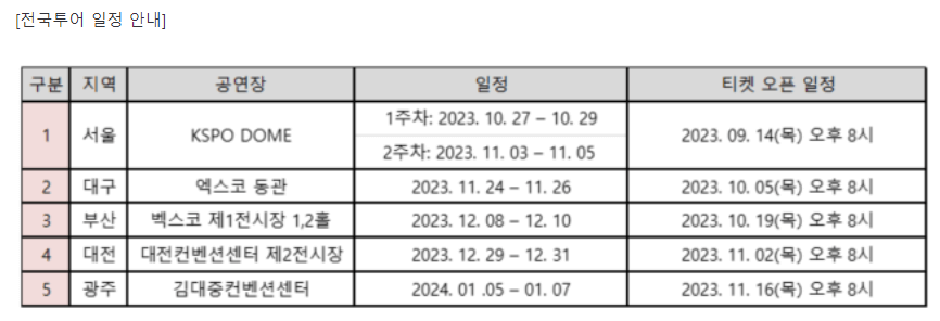 임영웅 전국투어 일정