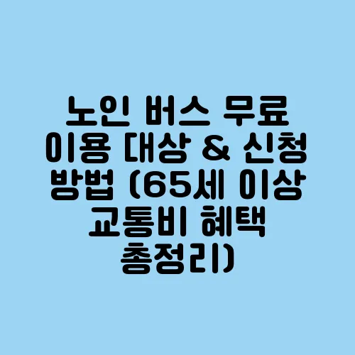 노인 버스 무료 이용 대상 & 신청 방법 (65세 이상 교통비 혜택 총정리)