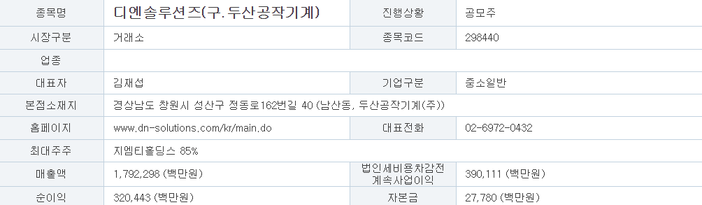 디엔솔루션즈 공모내용