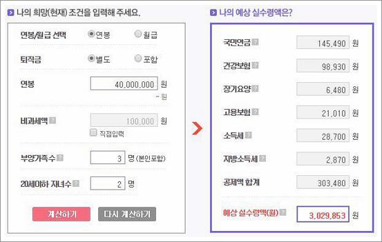 연봉 4000 실수령액