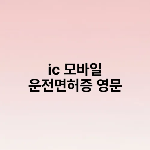ic 모바일 운전면허증 영문