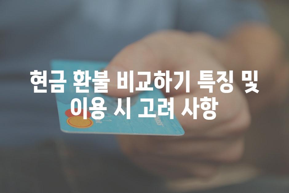 현금 환불 비교하기 특징 및 이용 시 고려 사항