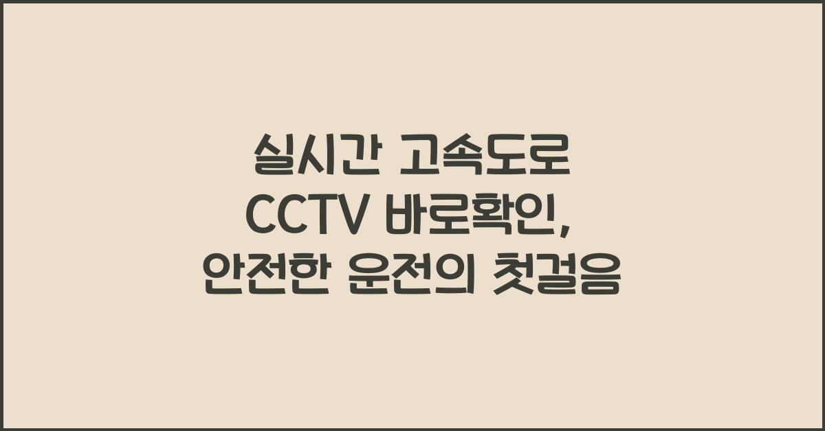 실시간 고속도로 cctv 바로확인