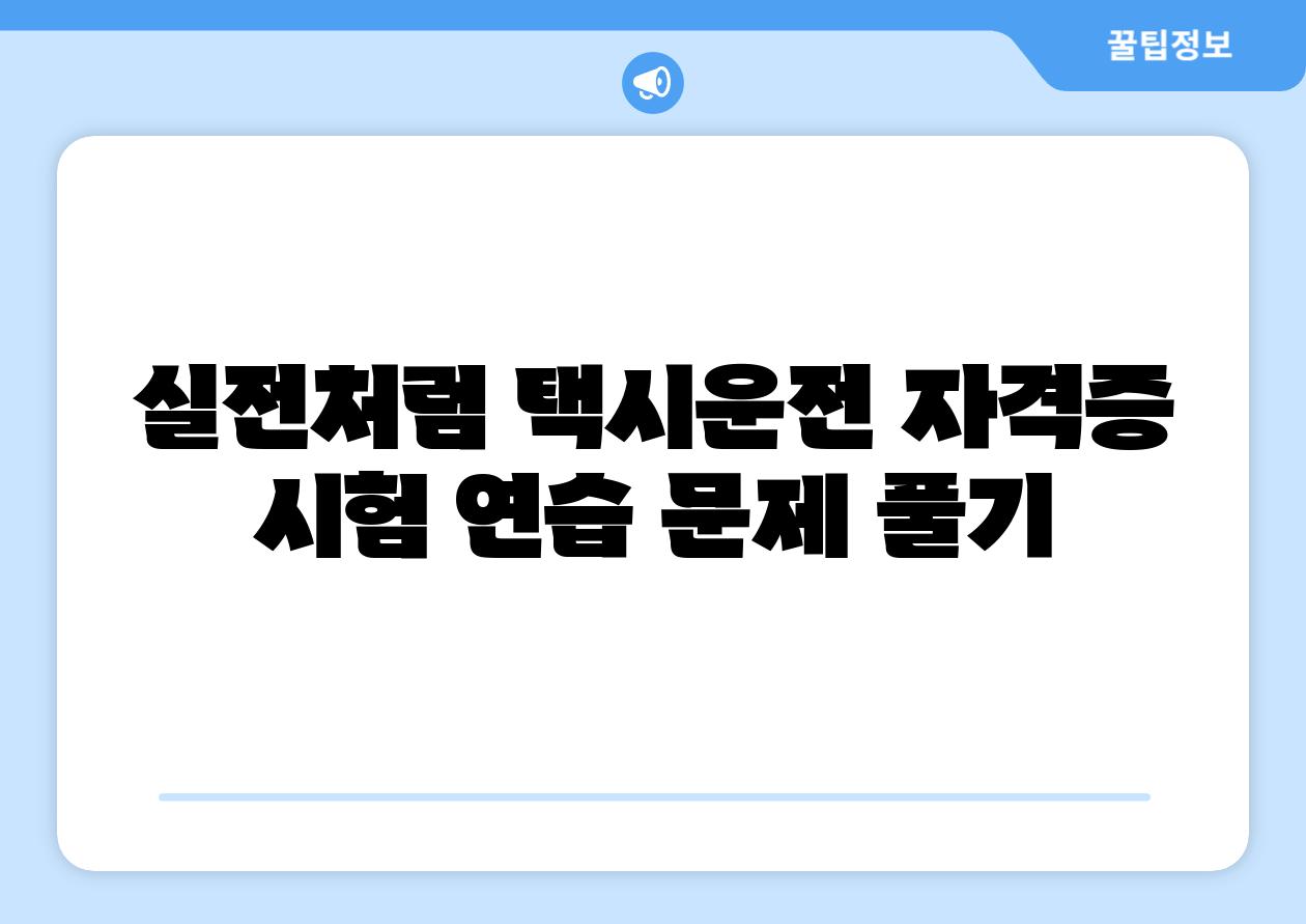 실전처럼 택시운전 자격증 시험 연습 문제 풀기