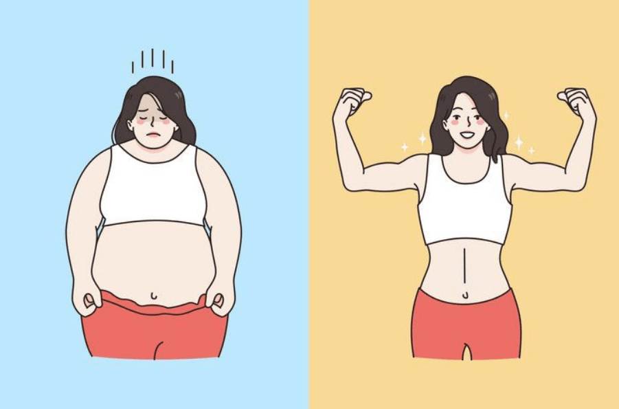 뚱뚱한-여성-날씬한-여성-대조