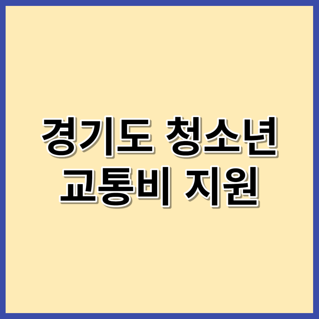 경기도 청소년 교통비 지원