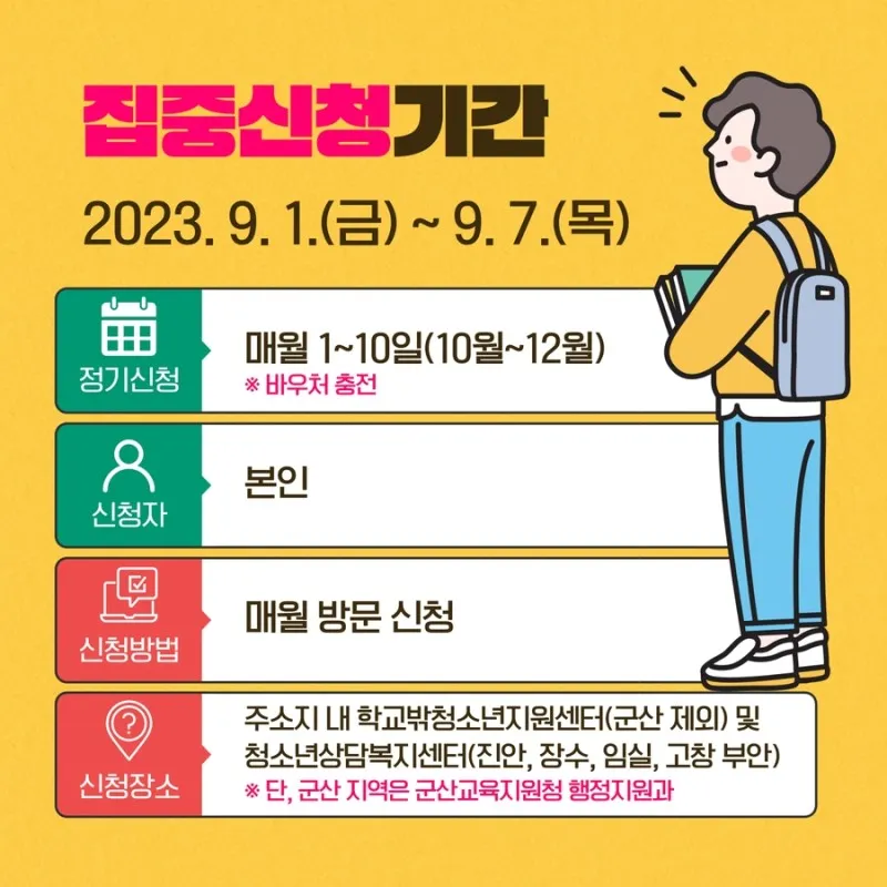 학교 밖 청소년 학습지원비 포스터