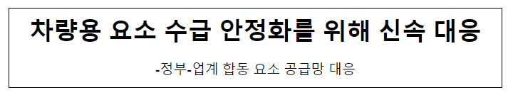  차량용 요소 수급 안정화를 위해 신속 대응