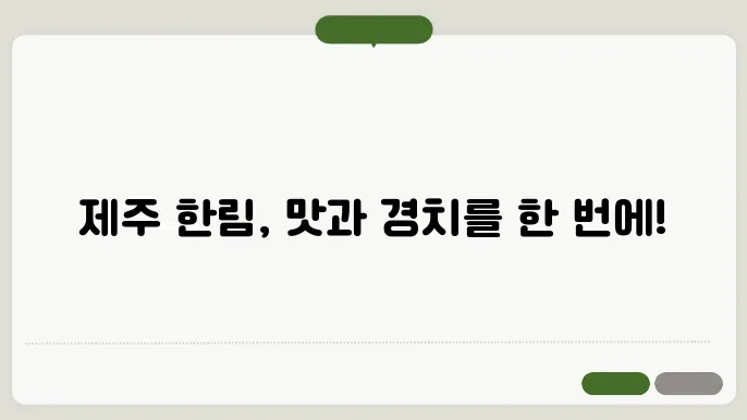 제주한림가볼만한곳 맛집 정보 총정리