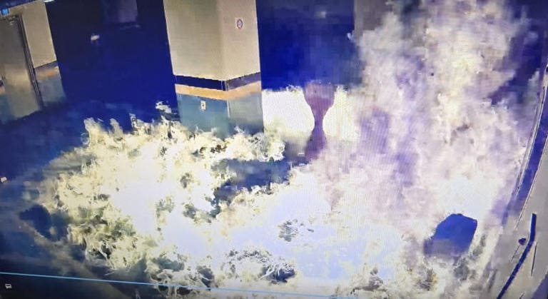 CCTV footage of the arson at the time