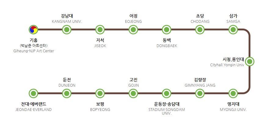 용인 에버라인 경전철 열차 운행 시간표 노선도 첫차 막차 시간 운임 요금2