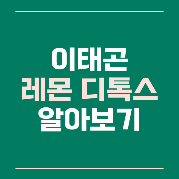 이태곤레몬디톡스