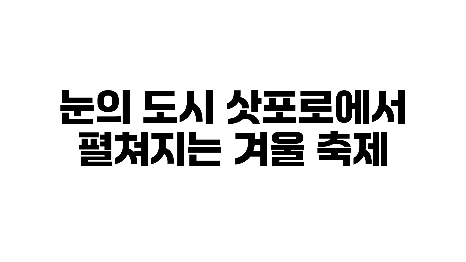 눈의 도시 삿포로에서 펼쳐지는 겨울 축제