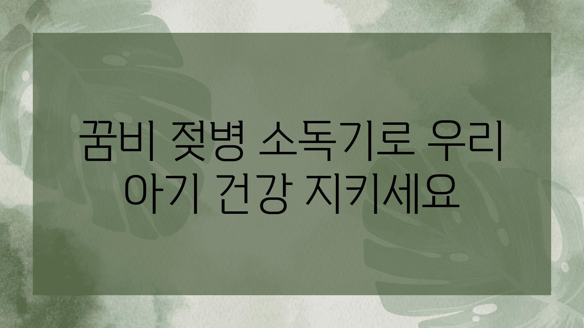 꿈비 젖병 소독기로 우리 아기 건강 지키세요