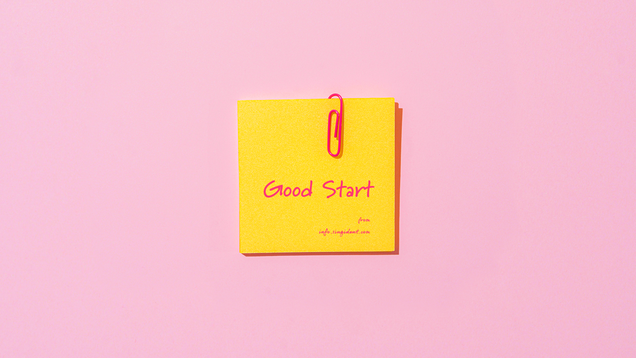 11 노란색 포스트잇 C - Good Start 핑크배경화면