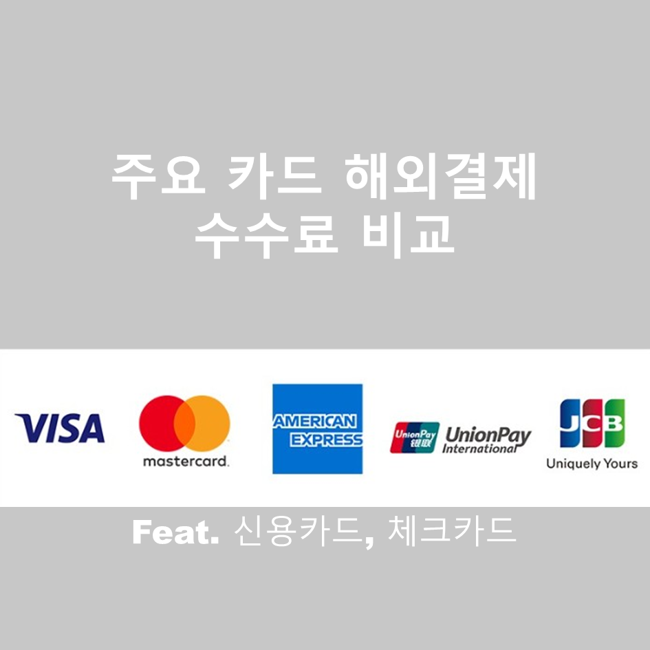  주요 카드사 신용카드, 체크카드 해외결제 수수료 비교