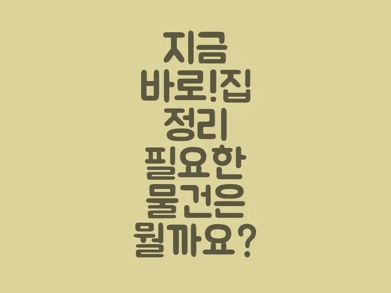 지금 바로! 집 정리 필요한 물건은 뭘까요?