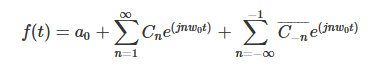 \sum_{n=1}^{\infty}C_ne^{(jnw_0t)} +\sum_{n=-\infty}^{-1}\overline{C_{-n}} e^{(jnw_0t)} --- (9)\]